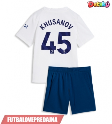 Lacne Dětský Futbalové dres Manchester City Abdukodir Khusanov #45 2026-27 Krátky Rukáv - Tretina (+ trenírky)